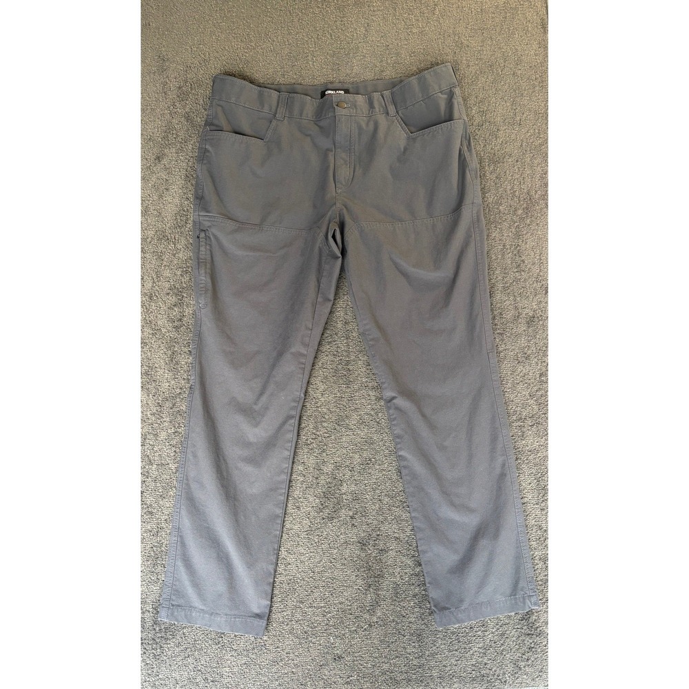 Kirkland Signature Mens Performance Pant Gray Straight Leg Side Zip Pocket 40x32
